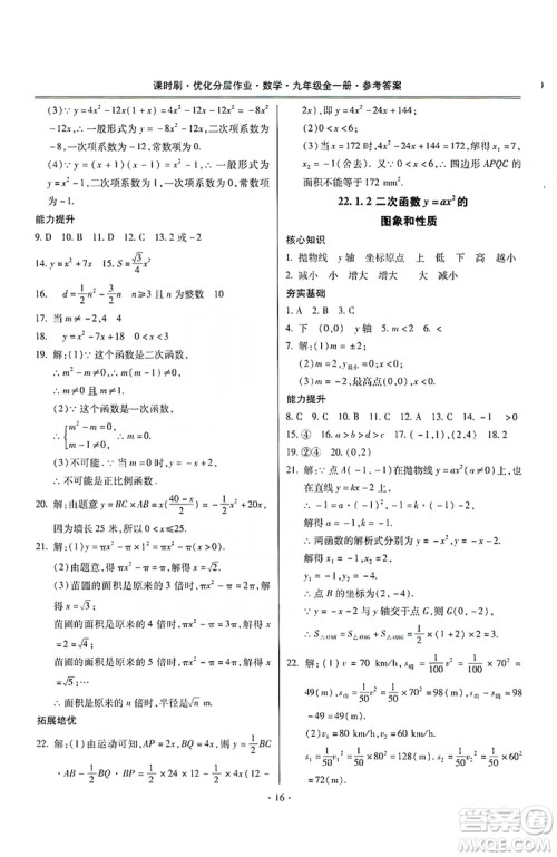 驰逐文化2019课时刷优化分层作业九年级数学全一册答案