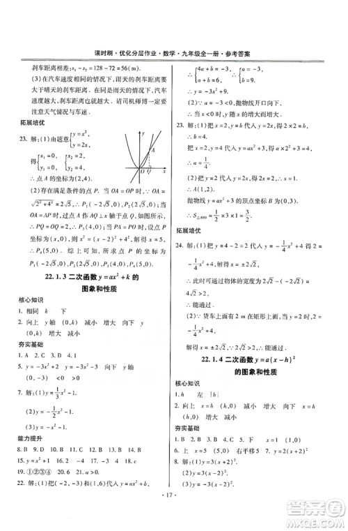 驰逐文化2019课时刷优化分层作业九年级数学全一册答案