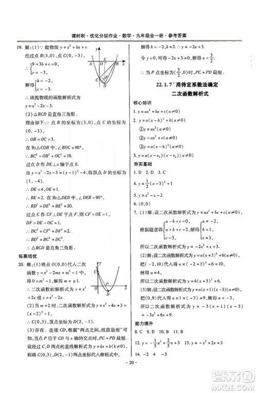 驰逐文化2019课时刷优化分层作业九年级数学全一册答案