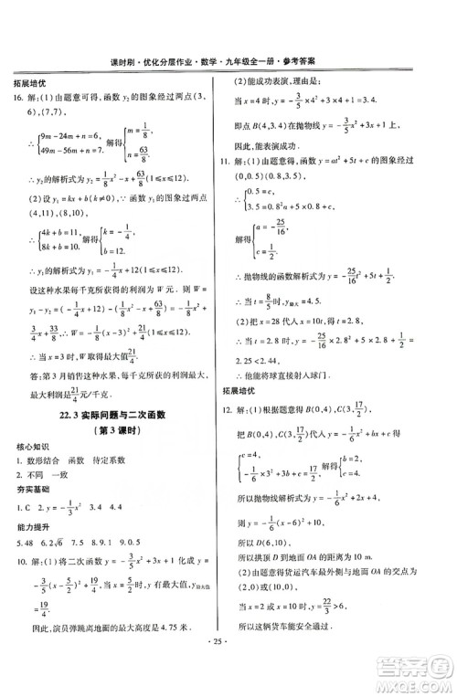 驰逐文化2019课时刷优化分层作业九年级数学全一册答案