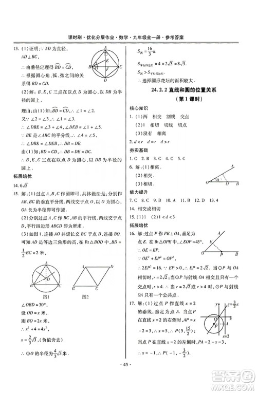 驰逐文化2019课时刷优化分层作业九年级数学全一册答案