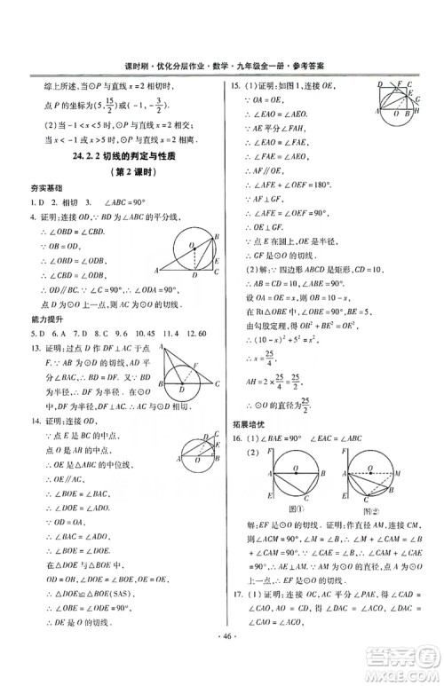 驰逐文化2019课时刷优化分层作业九年级数学全一册答案