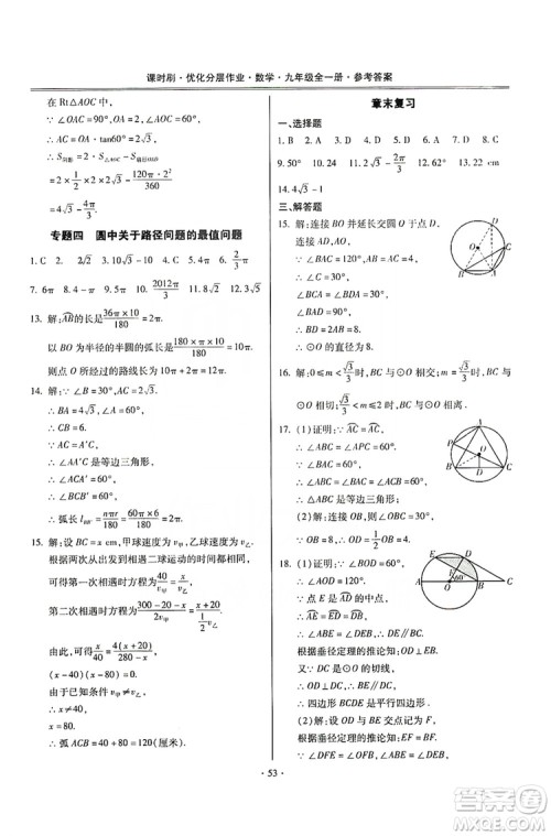 驰逐文化2019课时刷优化分层作业九年级数学全一册答案