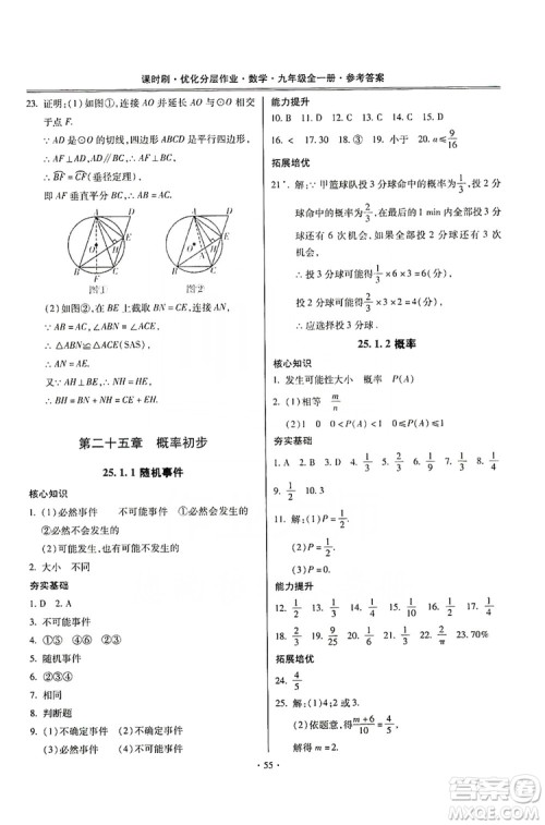 驰逐文化2019课时刷优化分层作业九年级数学全一册答案