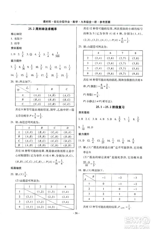 驰逐文化2019课时刷优化分层作业九年级数学全一册答案