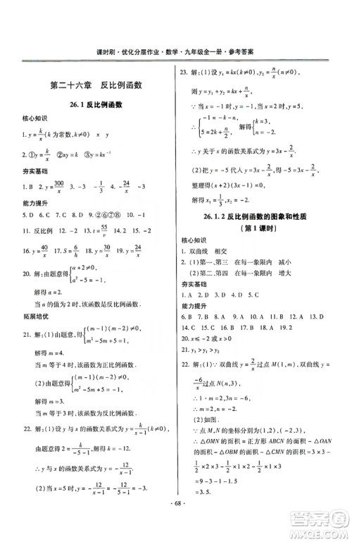 驰逐文化2019课时刷优化分层作业九年级数学全一册答案