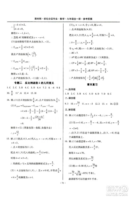 驰逐文化2019课时刷优化分层作业九年级数学全一册答案