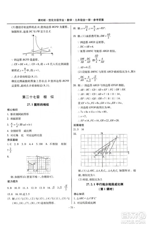 驰逐文化2019课时刷优化分层作业九年级数学全一册答案