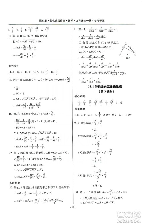驰逐文化2019课时刷优化分层作业九年级数学全一册答案