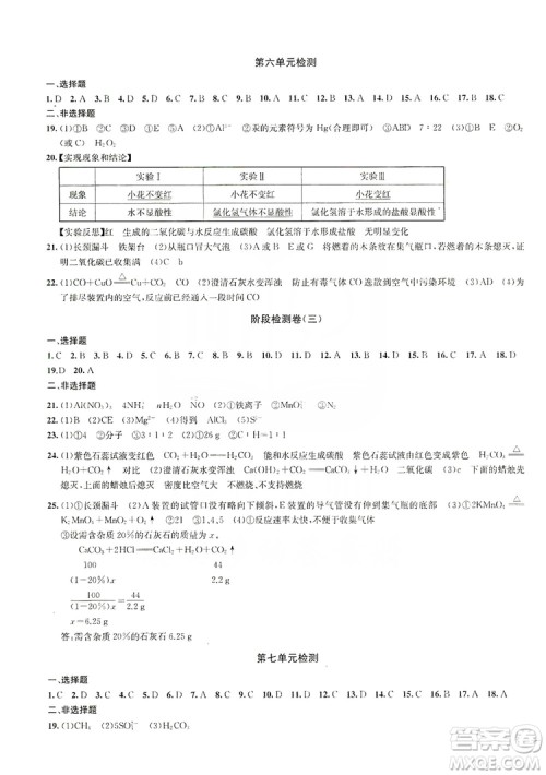 2019金钥匙冲刺名校大试卷9年级化学上册国标全国版答案