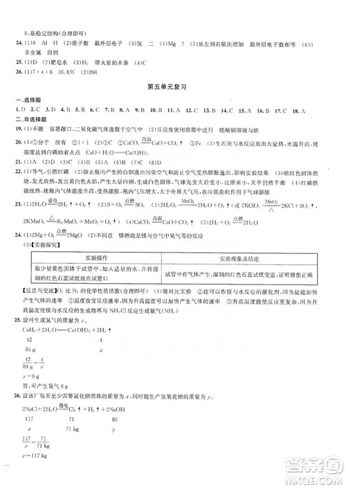 2019金钥匙冲刺名校大试卷9年级化学上册国标全国版答案