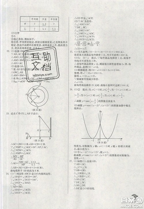 江苏人民出版社春雨教育2019秋实验班提优训练九年级数学上册JSKJ苏科版参考答案 江苏人民出版社春雨教育2019秋实验班提优训练九年级数学上册JSKJ苏科版参考答案