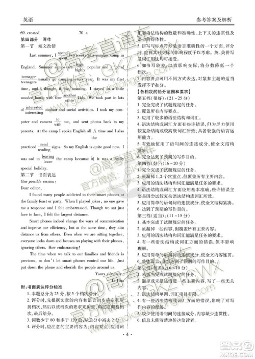 2020衡水金卷全国新高三开学联考英语试题及参考答案