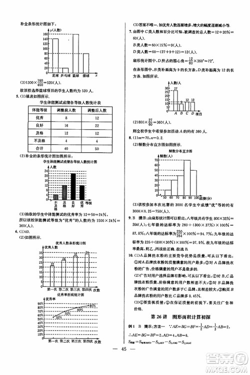 2019年新课标七年级数学培优竞赛超级课堂第七版参考答案