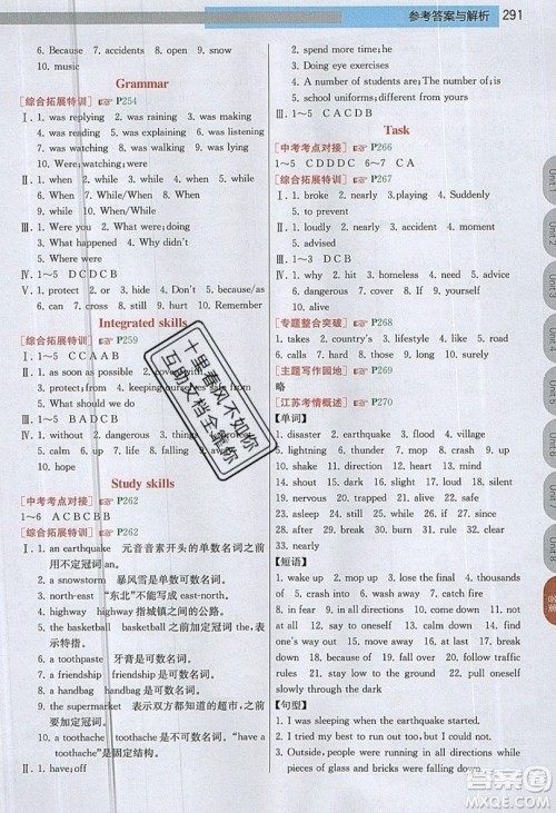 春雨教育2019秋实验班提优课堂英语八年级上册YL译林版参考答案