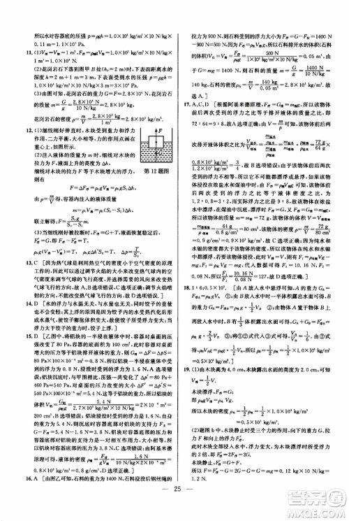 2019年新课标八年级物理培优竞赛超级课堂第七版参考答案