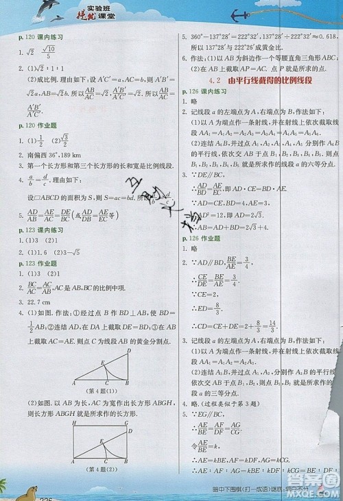 江苏人民出版社2019春雨教育实验班提优课堂数学九年级上册ZJJY浙教版参考答案 江苏人民出版社2019春雨教育实验班提优课堂数学九年级上册ZJJY浙教版参考答案