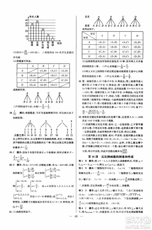 2019年新课标九年级数学培优竞赛超级课堂第七版参考答案