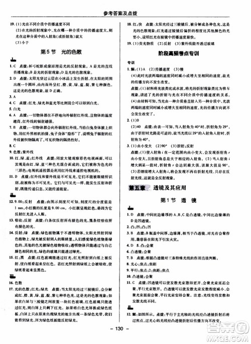 荣德基2019秋典中点综合应用创新题物理八年级上R版人教版参考答案 荣德基2019秋典中点综合应用创新题物理八年级上R版人教版参考答案