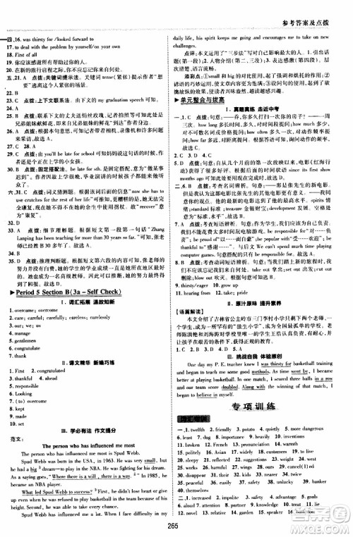 荣德基2019秋典中点综合应用创新题英语九年级全一册R人教版参考答案