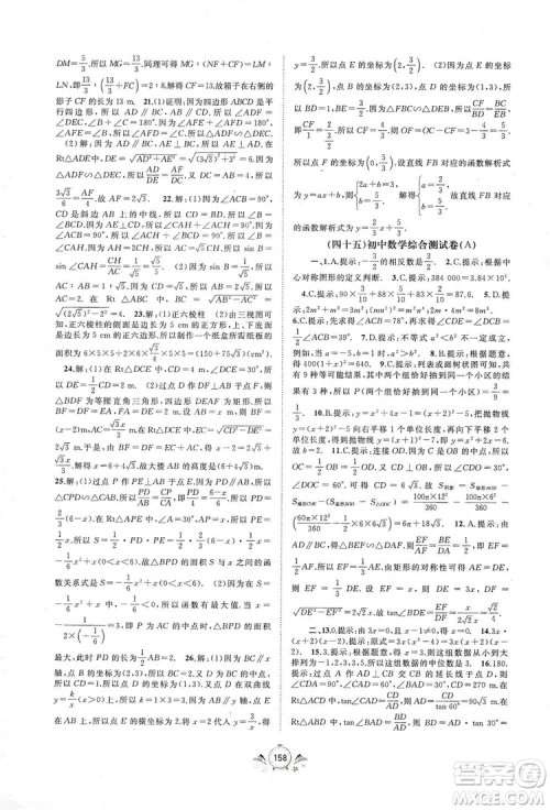 2019初中新课程学习与测评单元双测数学九年级全一册A版答案
