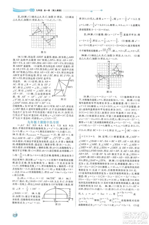 2019新课程学习与测评同步学习数学九年级全一册人教版答案