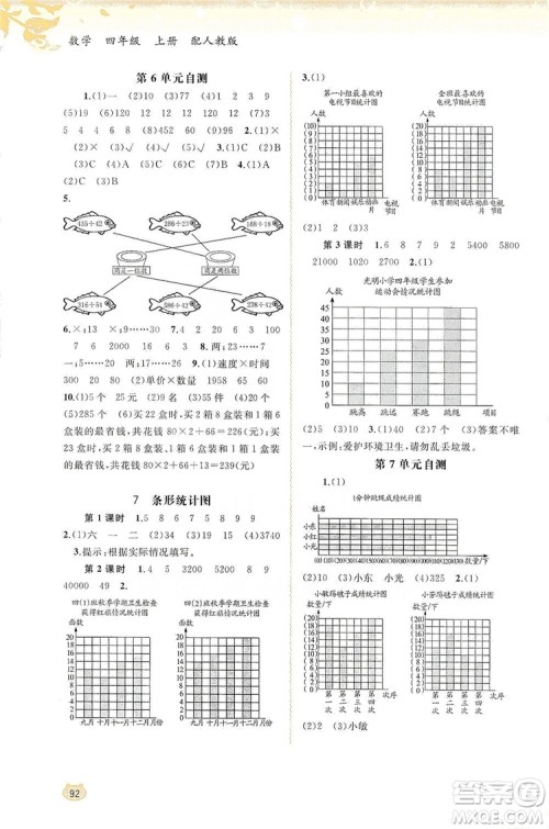 2019小学新课程学习与测评同步学习四年级数学上册人教版答案