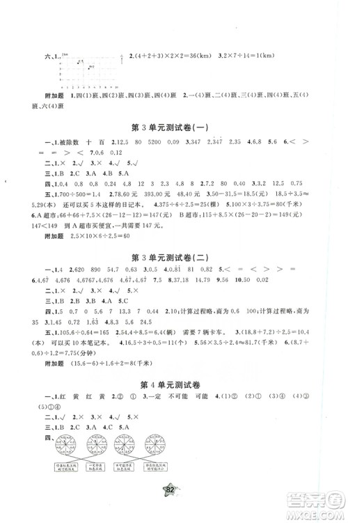 2019小学新课程学习与测评单元双测5年级数学上册A版答案 2019小学新课程学习与测评单元双测5年级数学上册A版答案