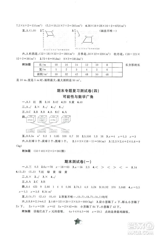 2019小学新课程学习与测评单元双测5年级数学上册A版答案 2019小学新课程学习与测评单元双测5年级数学上册A版答案