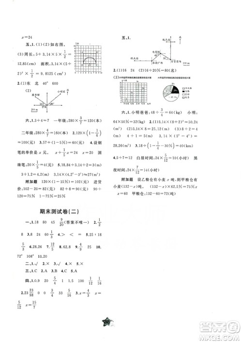 2019小学新课程学习与测评单元双测六年级数学上册A版答案 2019小学新课程学习与测评单元双测六年级数学上册A版答案