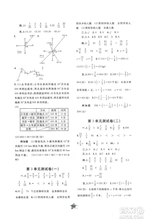 2019小学新课程学习与测评单元双测六年级数学上册A版答案 2019小学新课程学习与测评单元双测六年级数学上册A版答案