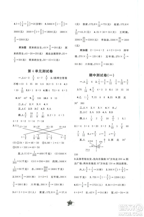 2019小学新课程学习与测评单元双测六年级数学上册A版答案 2019小学新课程学习与测评单元双测六年级数学上册A版答案