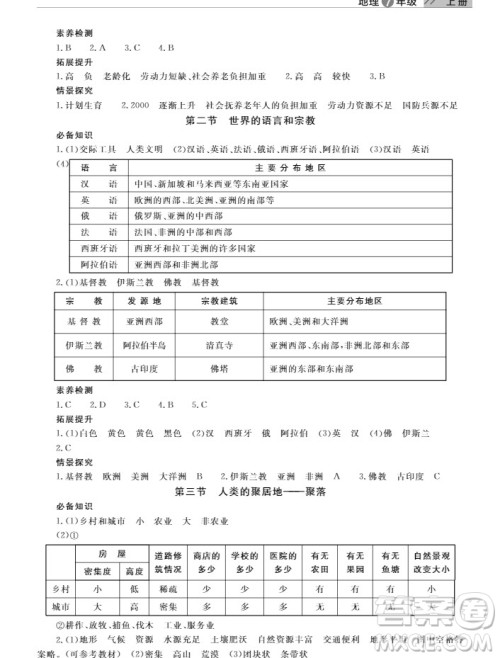 武汉出版社2019智慧学习课堂作业地理七年级上册答案 武汉出版社2019智慧学习课堂作业地理七年级上册答案