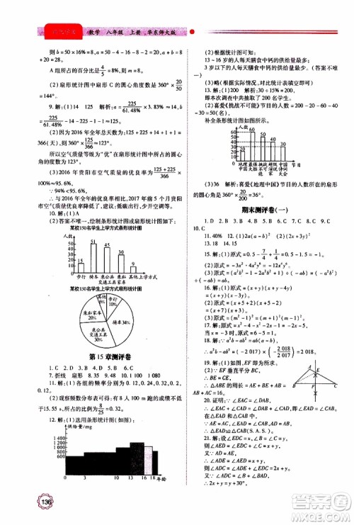 公告目录教辅2019年绩优学案八年级上册数学华东师大版参考答案