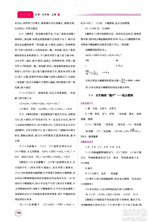 2019年绩优学案化学九年级上下册合订本参考答案