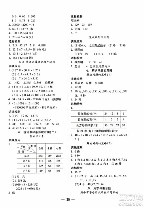 2019秋新课标两导两练高效学案小学数学五年级上册凤凰版参考答案