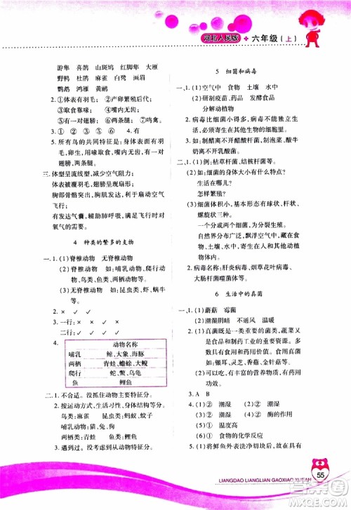 2019年新课标两导两练高效学案科学六年级上册河北人民版参考答案 2019年新课标两导两练高效学案科学六年级上册河北人民版参考答案