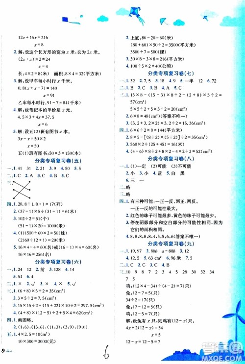 2019秋新版黄冈小状元达标卷数学五年级上册R人教版参考答案