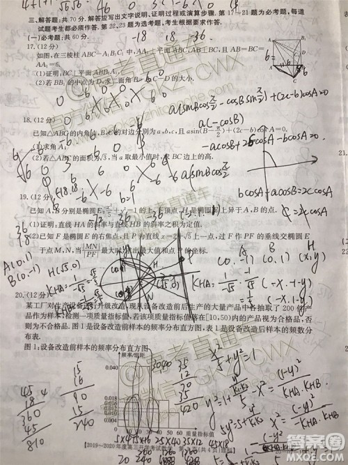 2020届江西金太阳高三开学考试理数试题及参考答案 2020届江西金太阳高三开学考试理数试题及参考答案