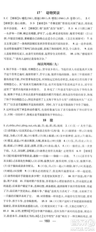 鸿鹄志文化2019精英新课堂7年级语文上册人教版答案