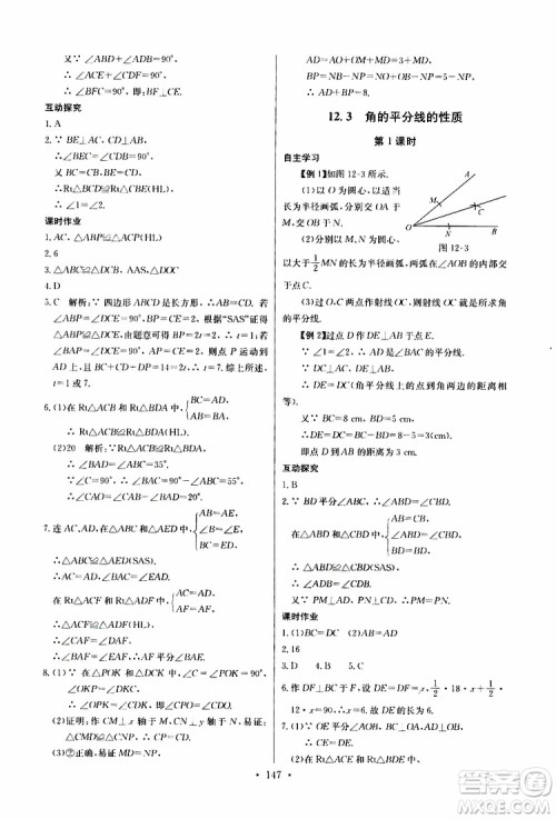 2019新版长江全能学案同步练习册初中八年级上册数学人教版参考答案