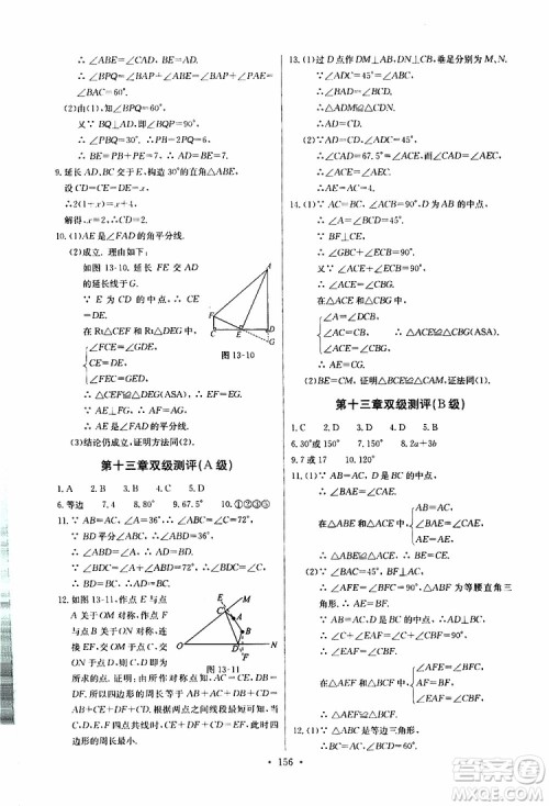 2019新版长江全能学案同步练习册初中八年级上册数学人教版参考答案