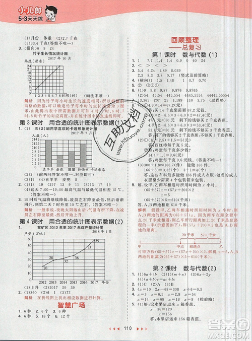 2019年53天天练小学数学五年级上册青岛版参考答案