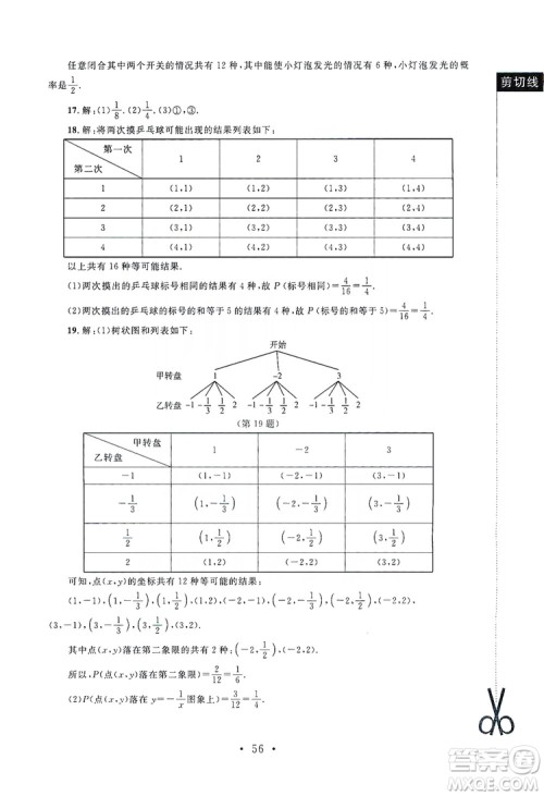2019新课标同步单元练习九年级上册数学北师大版深圳专版答案 2019新课标同步单元练习九年级上册数学北师大版深圳专版答案