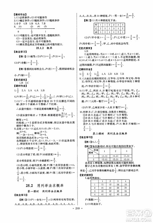 2019新版长江全能学案同步练习册数学九年级全一册人教版参考答案