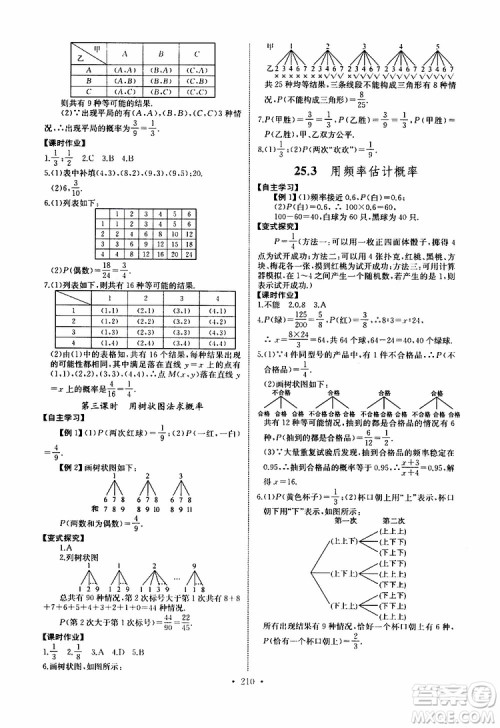 2019新版长江全能学案同步练习册数学九年级全一册人教版参考答案