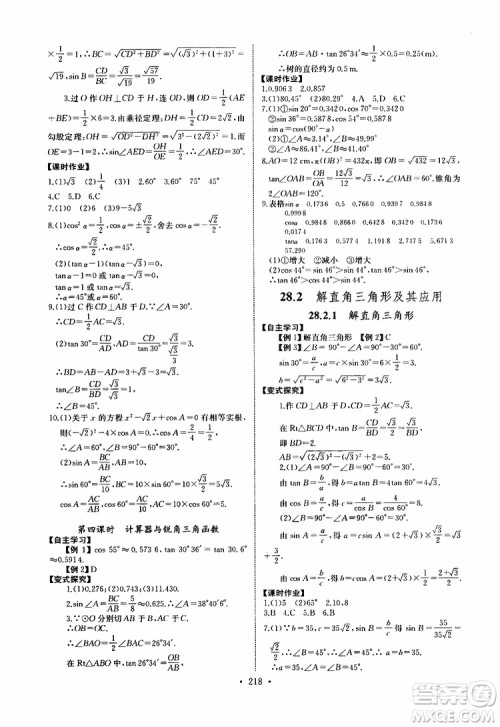 2019新版长江全能学案同步练习册数学九年级全一册人教版参考答案