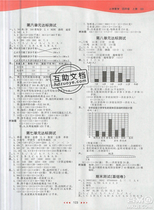 2019年53天天练小学数学四年级上册青岛版参考答案 2019年53天天练小学数学四年级上册青岛版参考答案