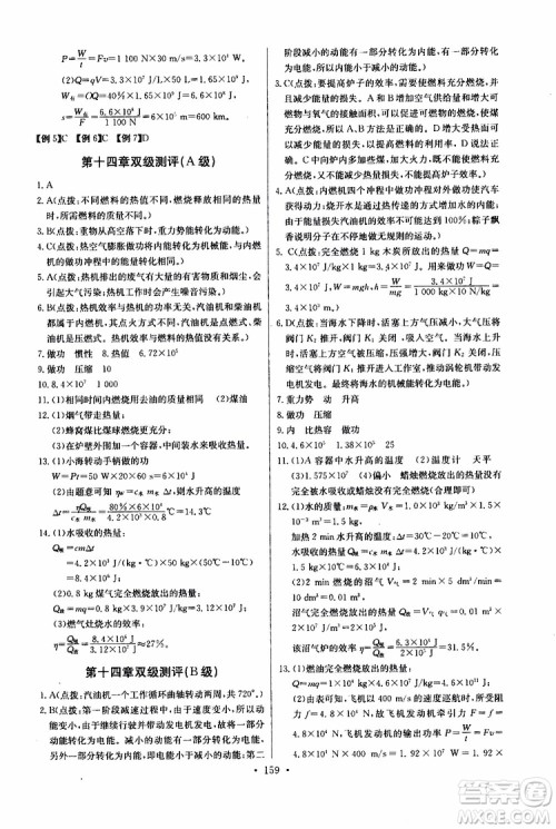 2019新版长江全能学案同步练习册物理九年级全一册人教版参考答案