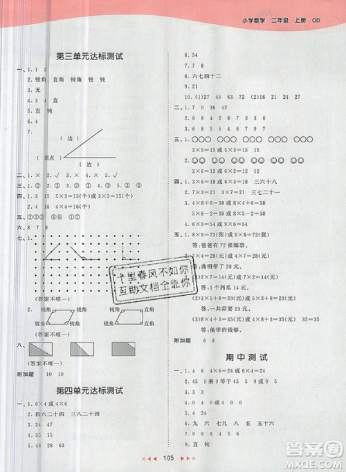 2019年53天天练小学数学二年级上册青岛版参考答案 2019年53天天练小学数学二年级上册青岛版参考答案